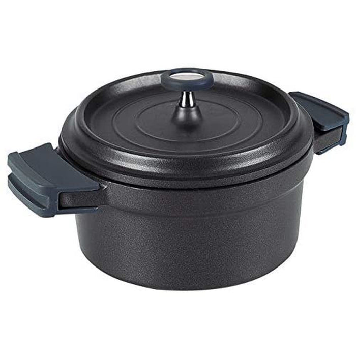 CAST ALUMINIUM CASSEROLE POT BLACK - DIA 24 CM