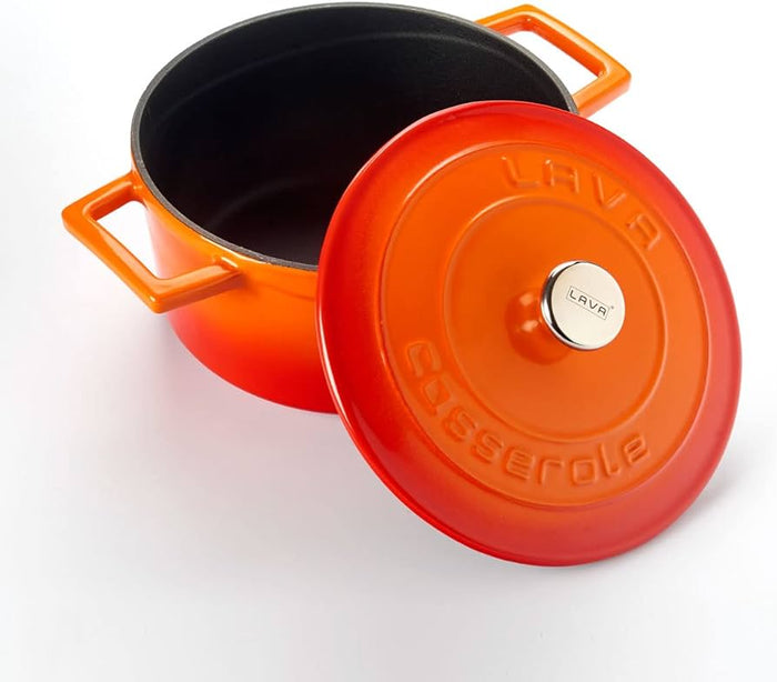 CAST IRON ROUND CASSEROLE - DIA.24 CM - ORANGE