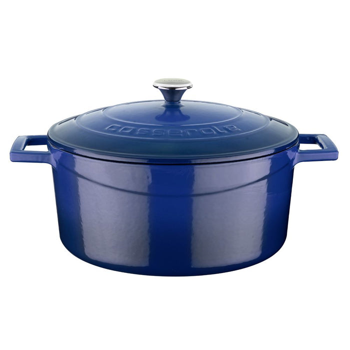 CAST IRON ROUND CASSEROLE - DIA.24 CM - BLUE