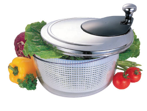 SALAD SPINNER WITH ACRYLIC BASE AND ST. STEEL LID - DIA 24 CM / 4 LITER