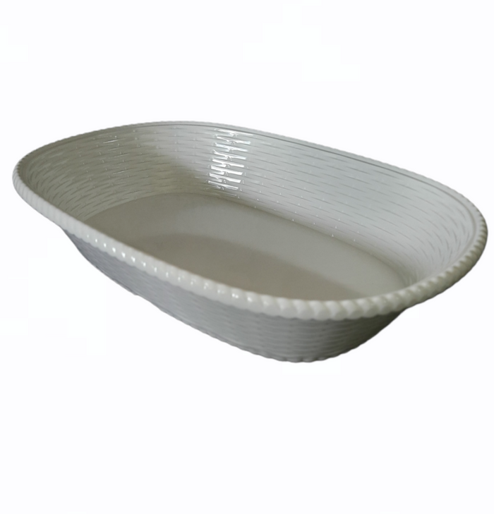 BASKET 14" OVAL SERVING BASKET IVORY