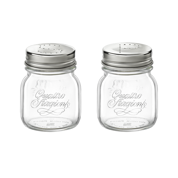 QUATTRO STAGIONI GLASS SALT AND PEPPER SHAKERS 15 cl - 5 oz