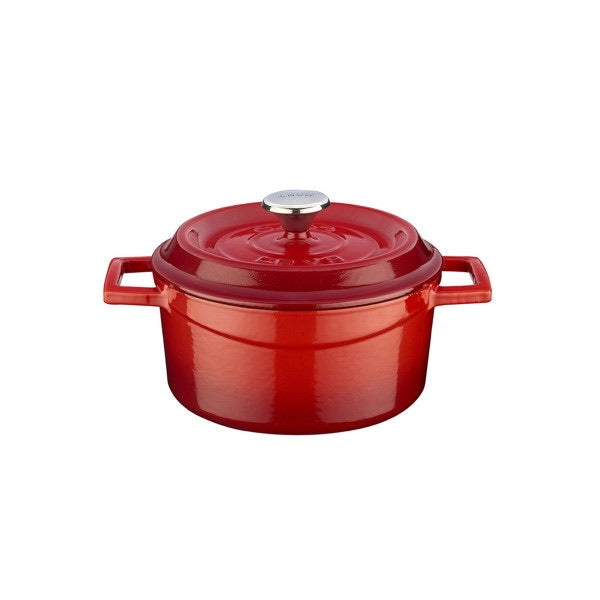 CAST IRON ROUND CASSEROLE - DIA:16 CM, RED