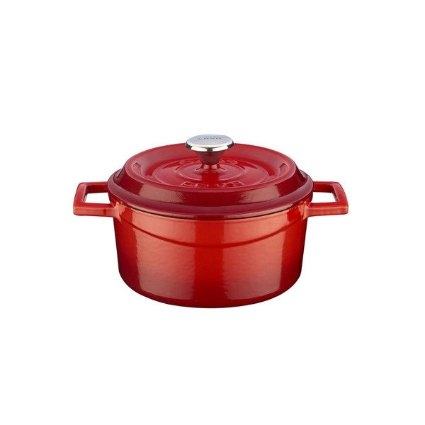 CAST IRON ROUND CASSEROLE - DIA:16 CM, RED