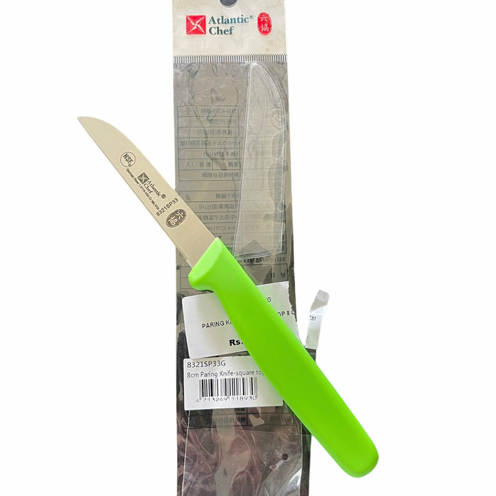 PARING KNIFE - SQUARE TOP 8 CM GREEN