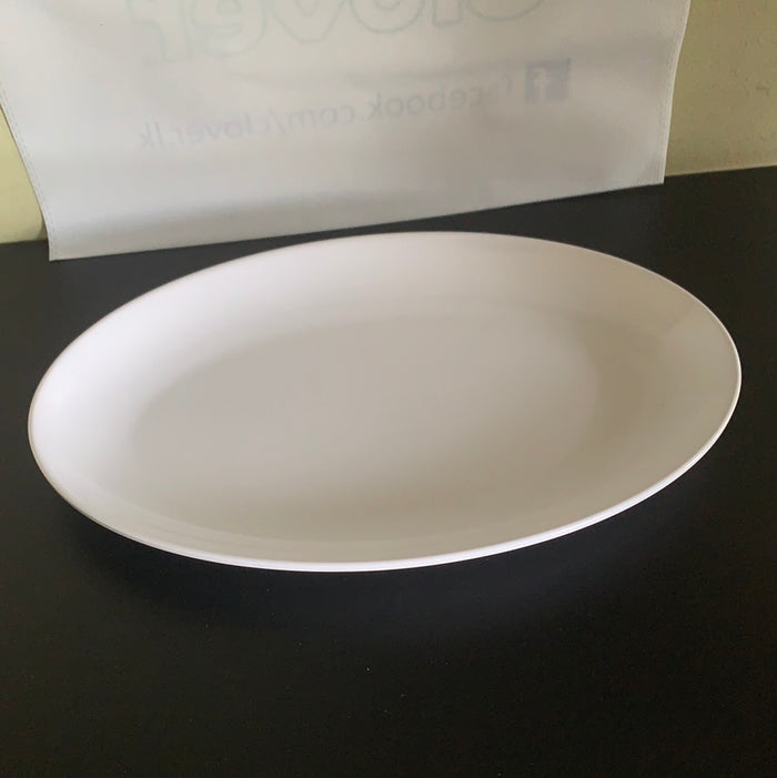 MELAMINE 14" ELLIPTICAL PLATE (POCKING) WHITE