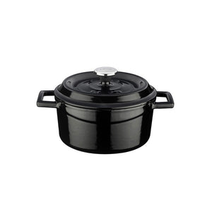 CAST IRON ROUND CASSEROLE - DIA:16 CM, BLACK