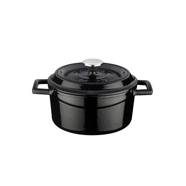 CAST IRON ROUND CASSEROLE - DIA:16 CM, BLACK